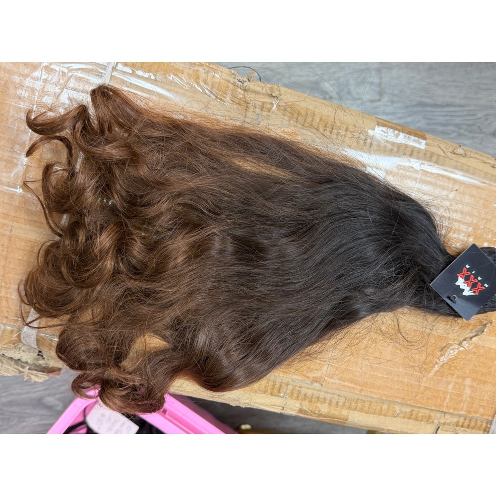 18" Raw Indonesian Ombré Brown Human Hair Bundle - Picture 2 of 3
